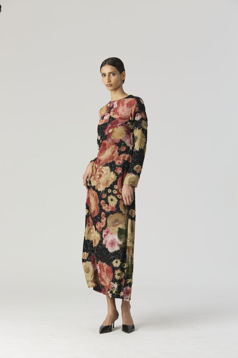 ROSALIA EMBROIDERED DRESS by Yam in black color for women Worldwide