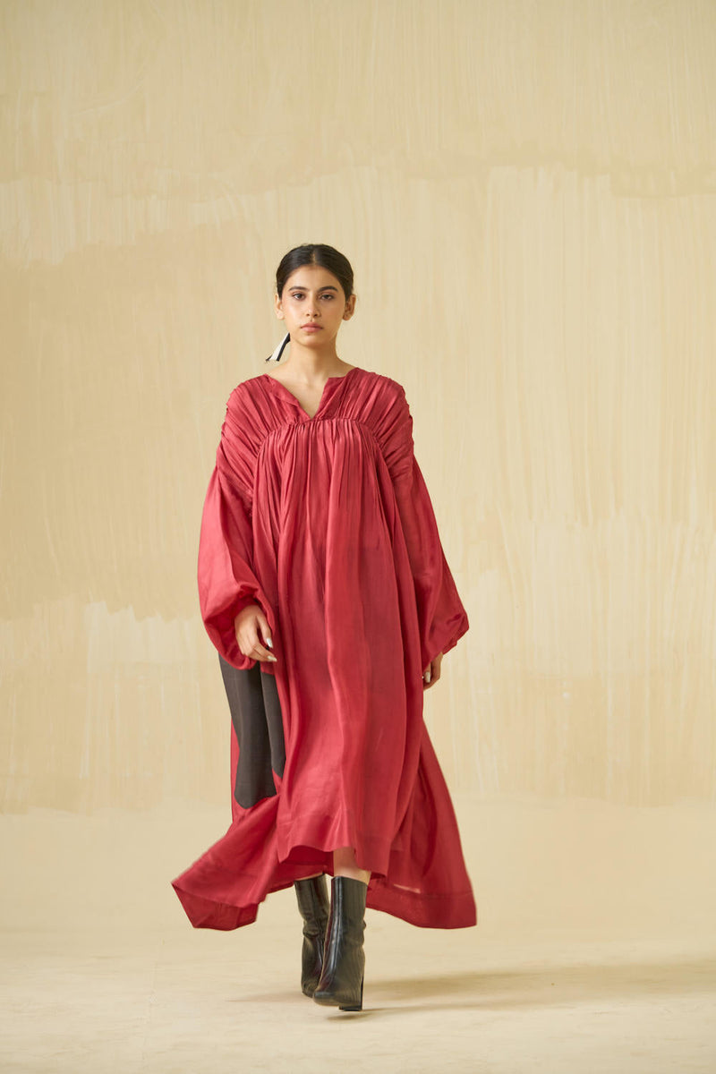Rose Dress upada silk dresses by Stoique in hibiscus, dark chocolate for women Worldwide
