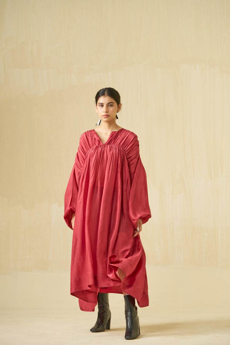 Rose Dress upada silk dresses by Stoique in hibiscus, dark chocolate for women Worldwide