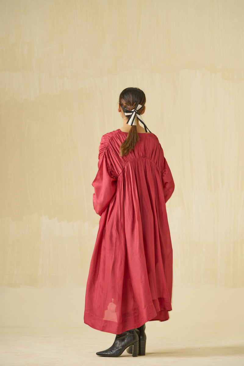 Rose Dress upada silk dresses by Stoique in hibiscus, dark chocolate for women Worldwide