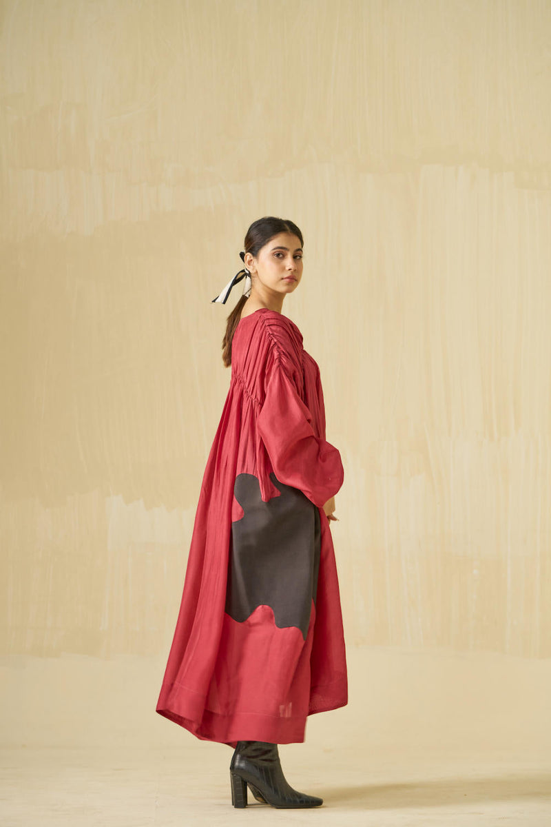 Rose Dress upada silk dresses by Stoique in hibiscus, dark chocolate for women Worldwide