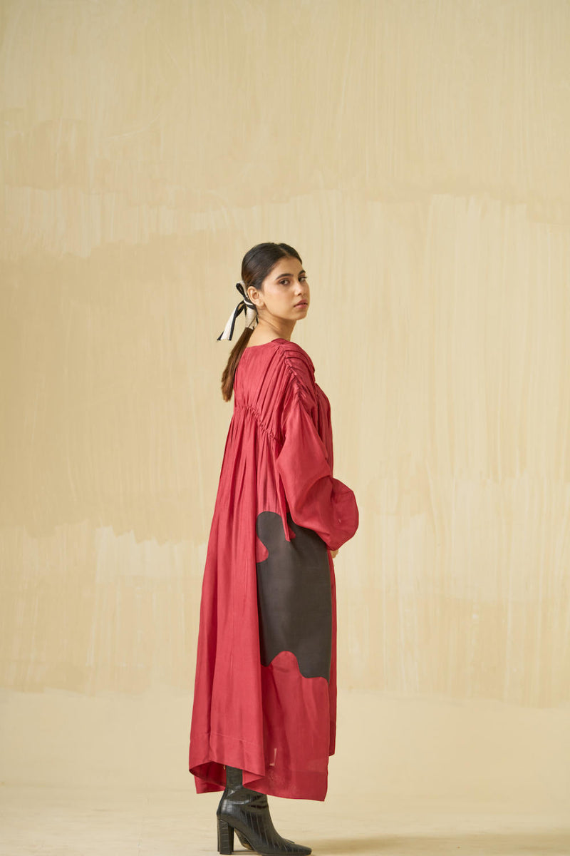 Rose Dress upada silk dresses by Stoique in hibiscus, dark chocolate for women Worldwide
