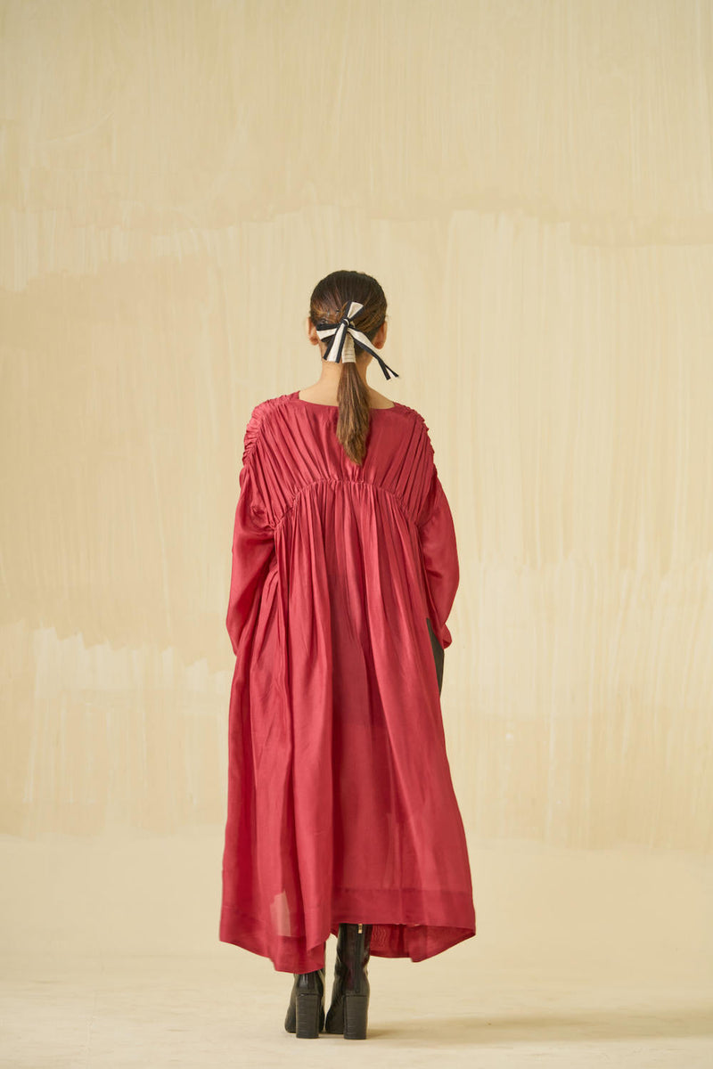 Rose Dress upada silk dresses by Stoique in hibiscus, dark chocolate for women Worldwide