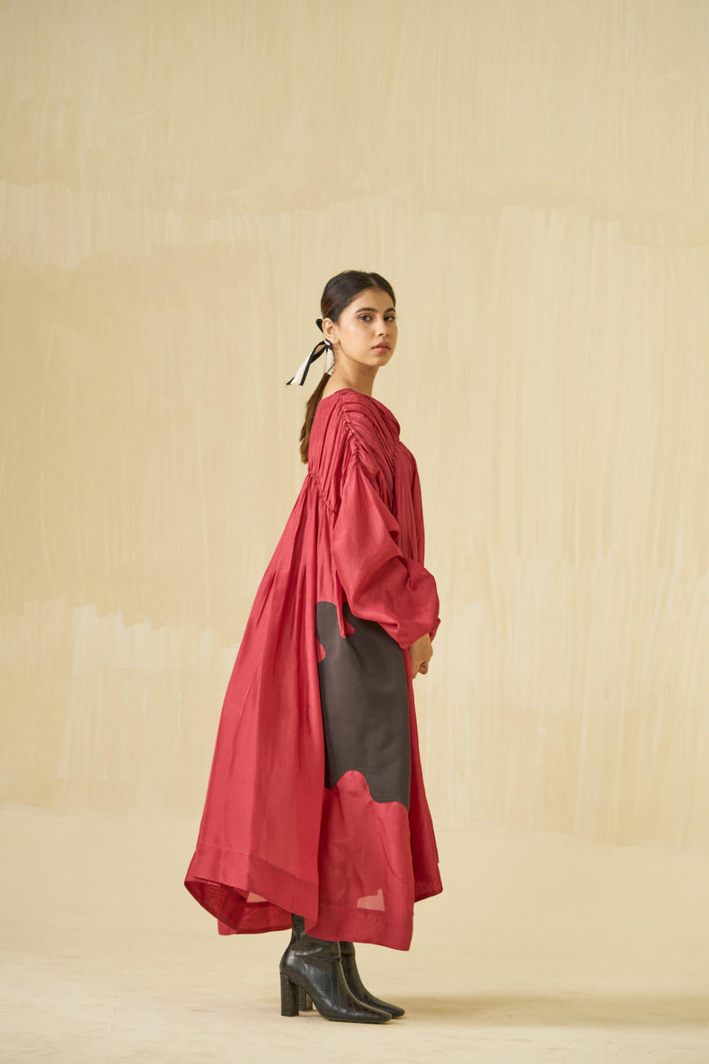 Rose Dress upada silk dresses by Stoique in hibiscus, dark chocolate for women Worldwide