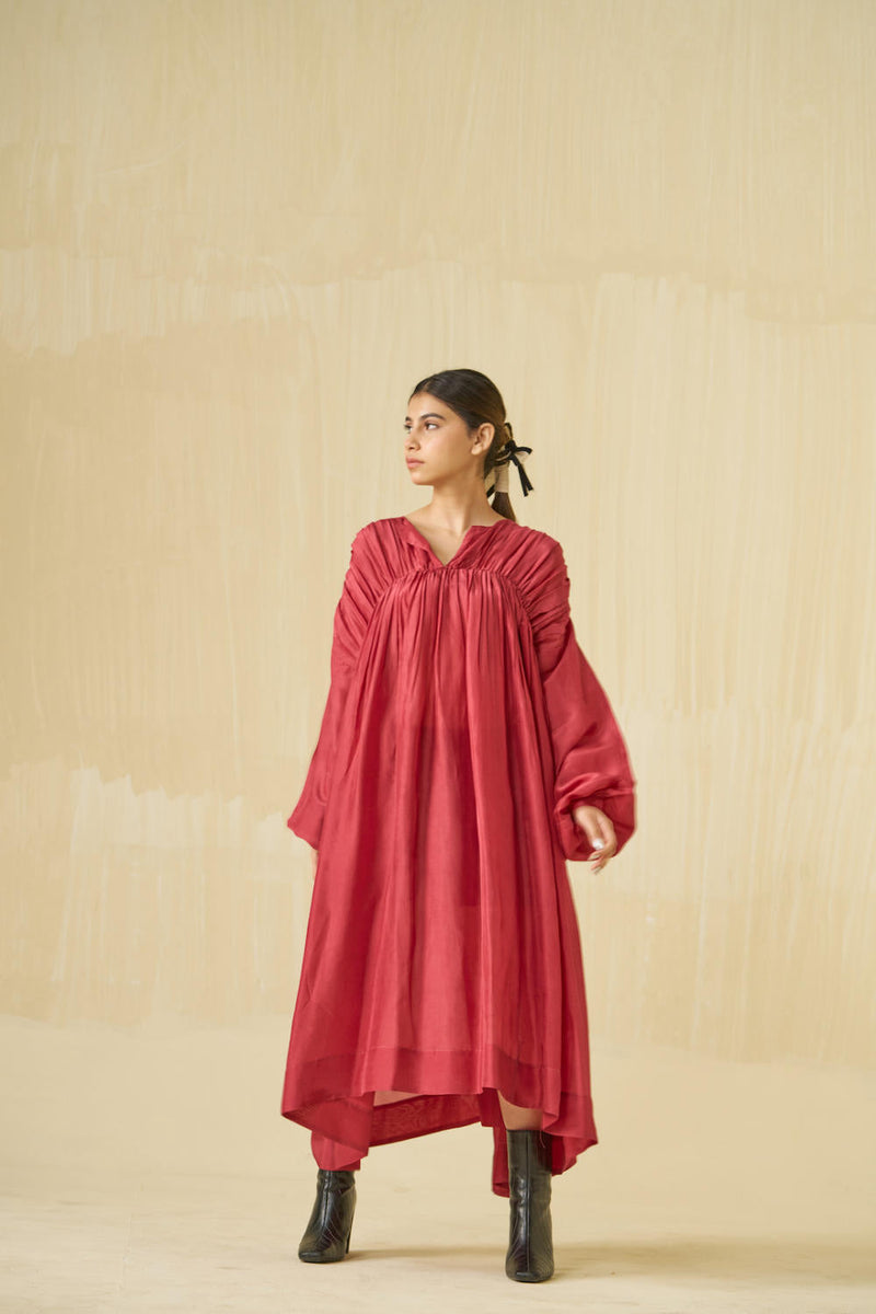 Rose Dress upada silk dresses by Stoique in hibiscus, dark chocolate for women Worldwide