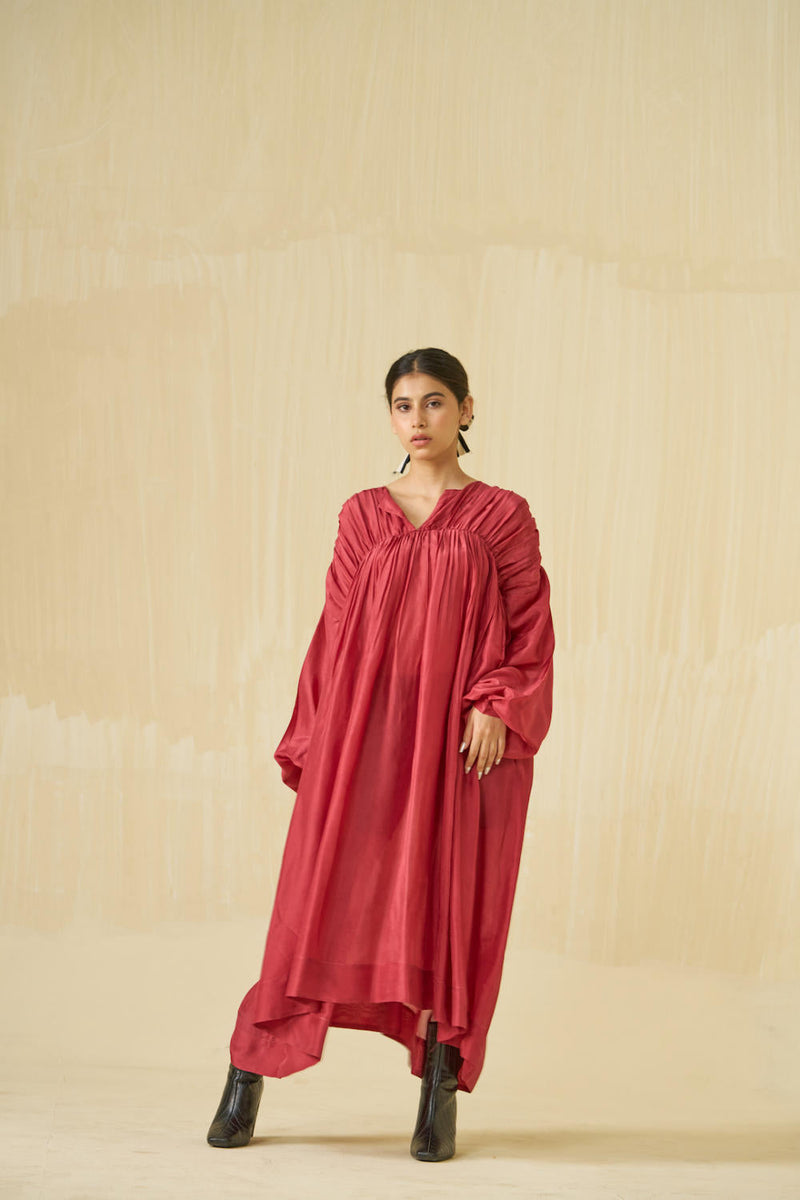 Rose Dress upada silk dresses by Stoique in hibiscus, dark chocolate for women Worldwide