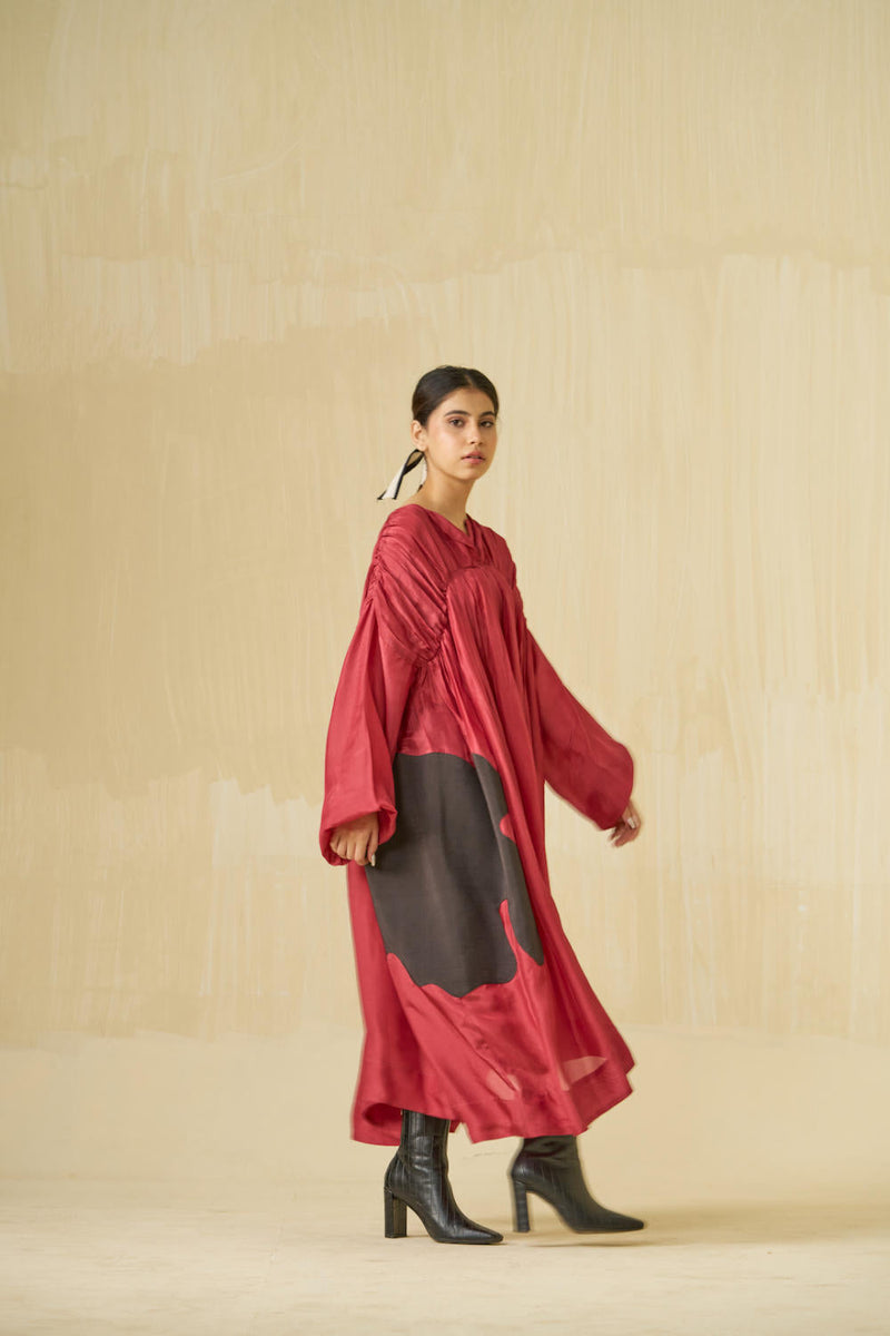 Rose Dress upada silk dresses by Stoique in hibiscus, dark chocolate for women Worldwide