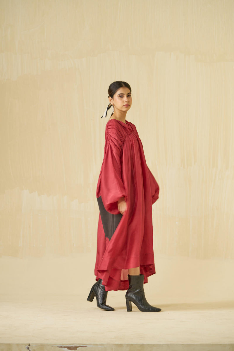 Rose Dress upada silk dresses by Stoique in hibiscus, dark chocolate for women Worldwide