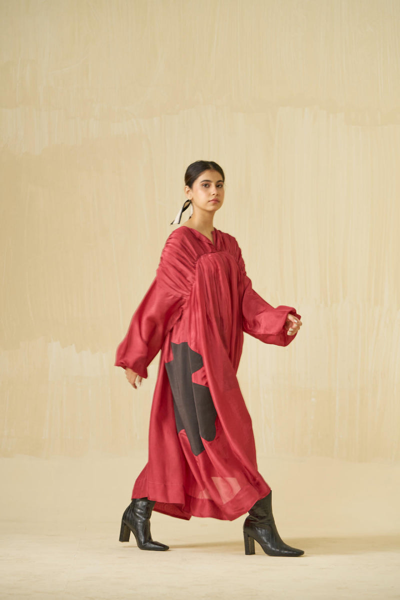 Rose Dress upada silk dresses by Stoique in hibiscus, dark chocolate for women Worldwide