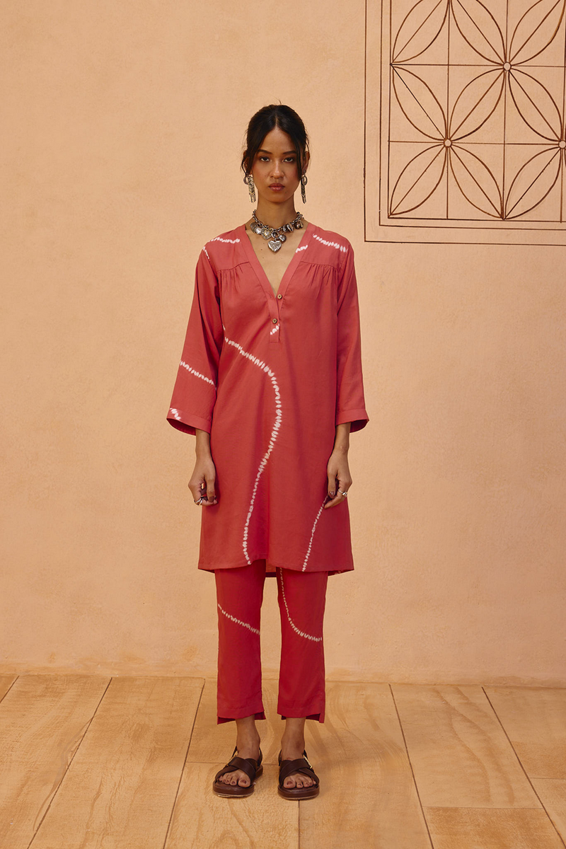 Rosy Earth Lyocell Kurta lyocell light kurta set by SUI in terra for women Worldwide