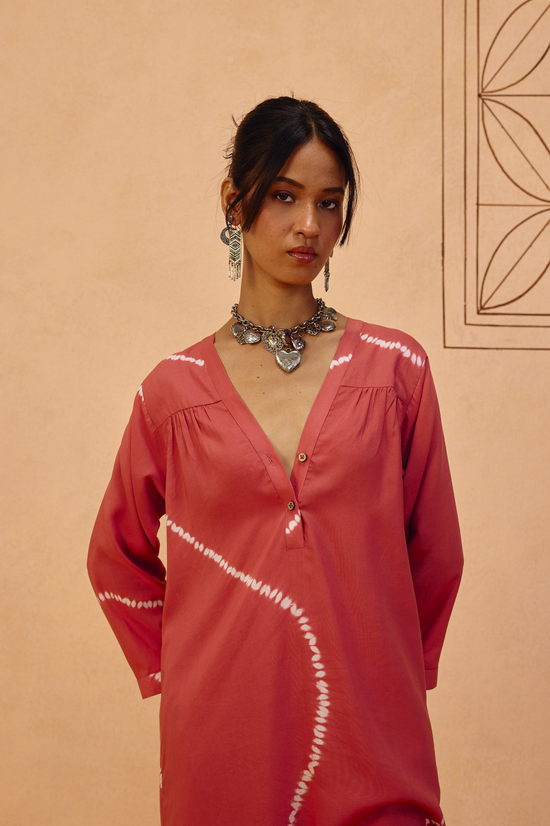 Rosy Earth Lyocell Kurta lyocell light kurta set by SUI in terra for women Worldwide