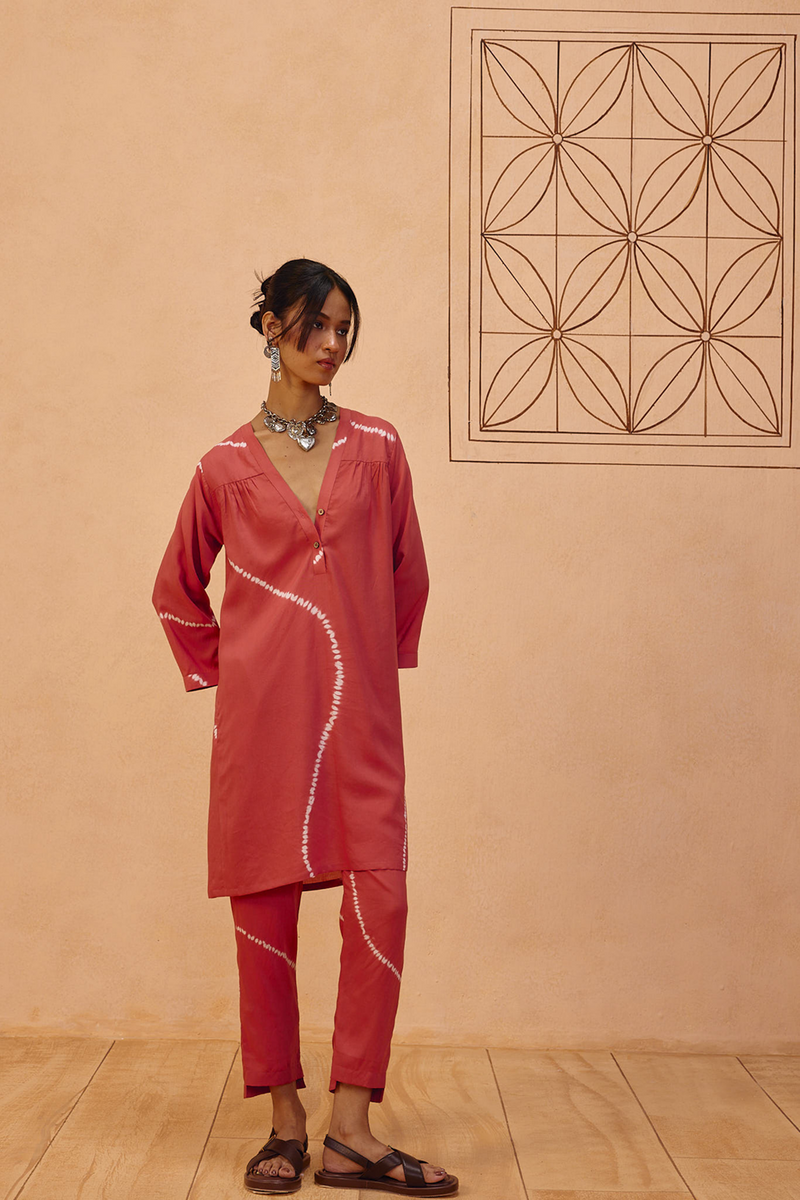 Rosy Earth Lyocell Kurta lyocell light kurta set by SUI in terra for women Worldwide