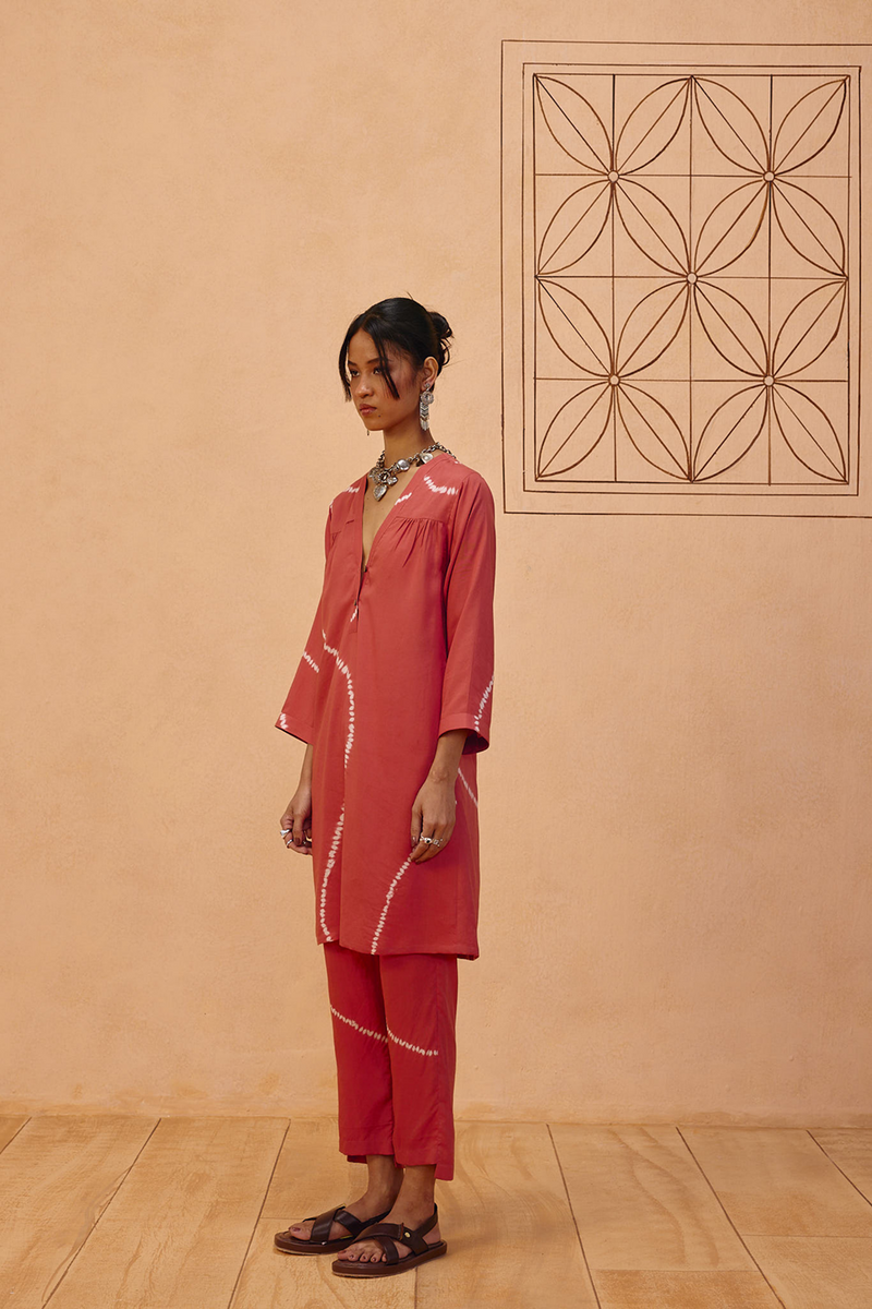 Rosy Earth Lyocell Kurta lyocell light kurta set by SUI in terra for women Worldwide
