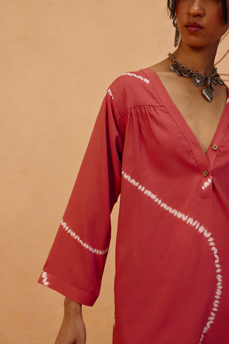 Rosy Earth Lyocell Kurta lyocell light kurta set by SUI in terra for women Worldwide