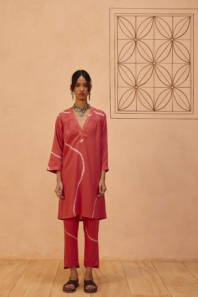 Rosy Earth Lyocell Kurta lyocell light kurta set by SUI in terra for women Worldwide
