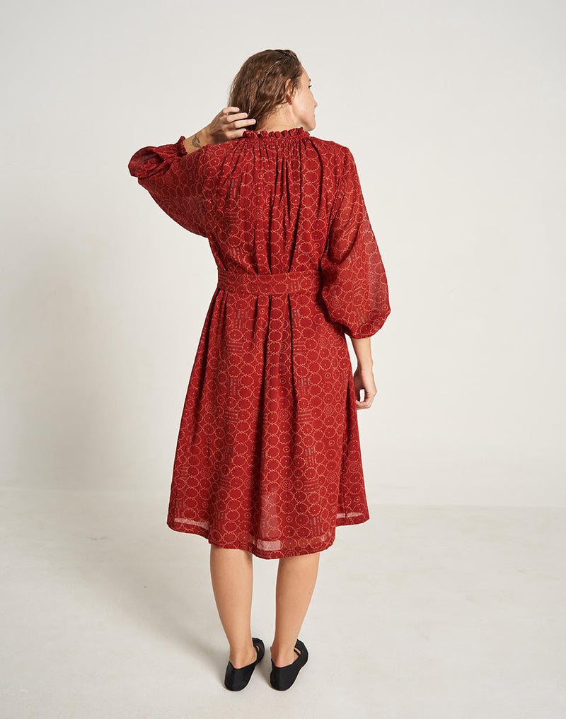 Ruby Red Oversized Dress cotton by World of Crow in red color for Worldwide