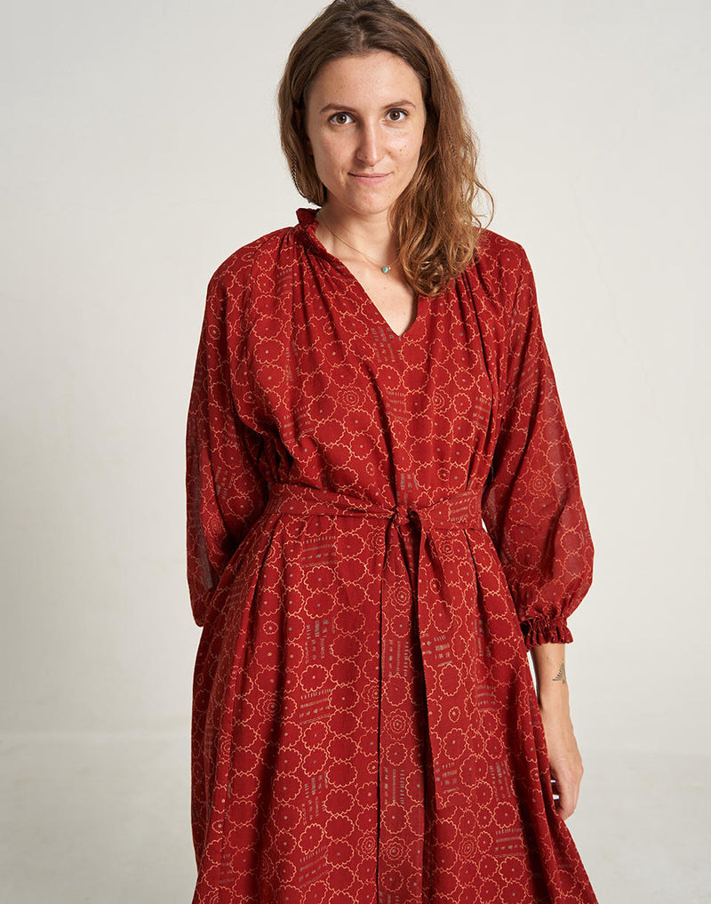 Ruby Red Oversized Dress cotton by World of Crow in red color for Worldwide