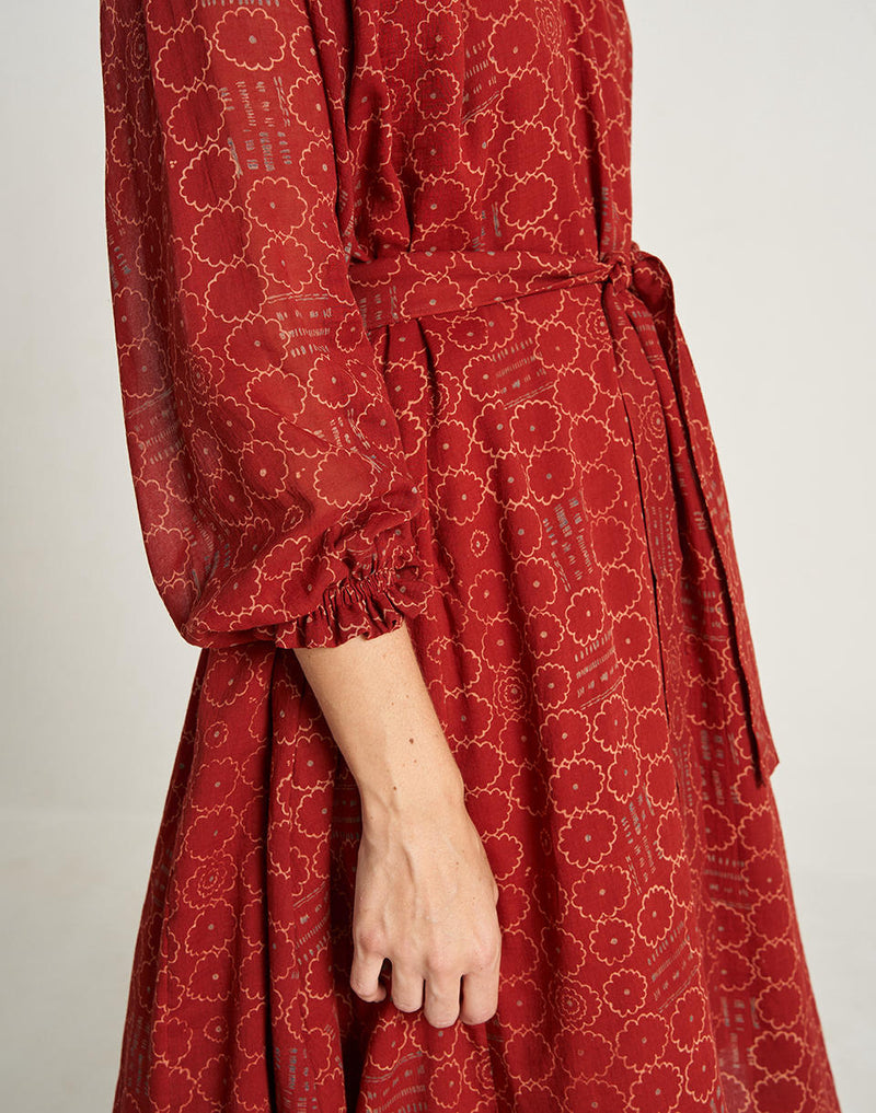 Ruby Red Oversized Dress cotton by World of Crow in red color for Worldwide