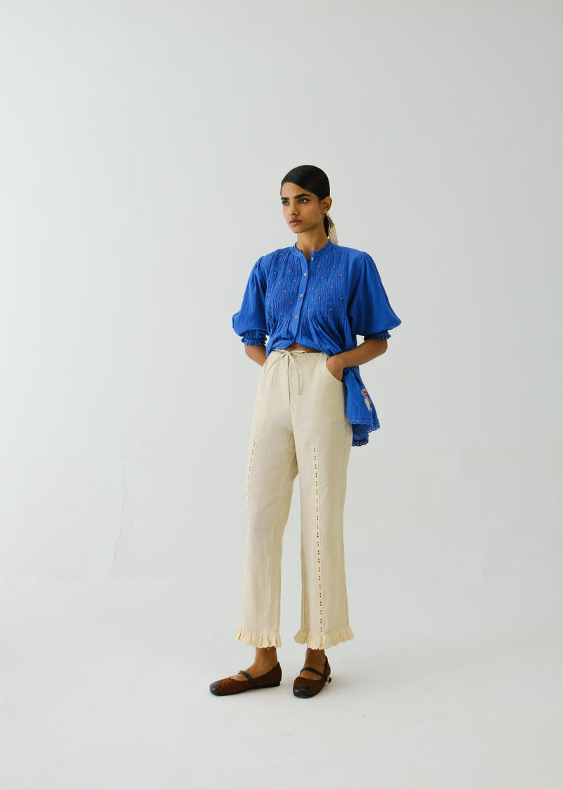 Ruffle Pants-Ivory by CORD for women Worldwide