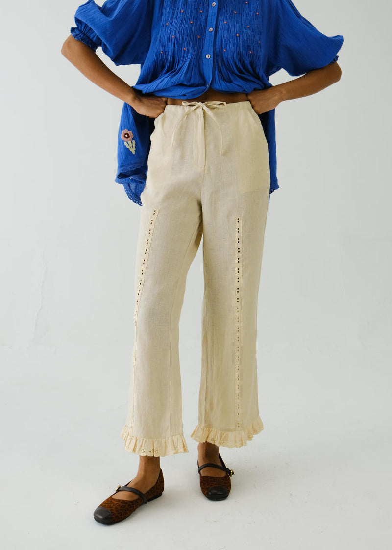 Ruffle Pants-Ivory by CORD for women Worldwide