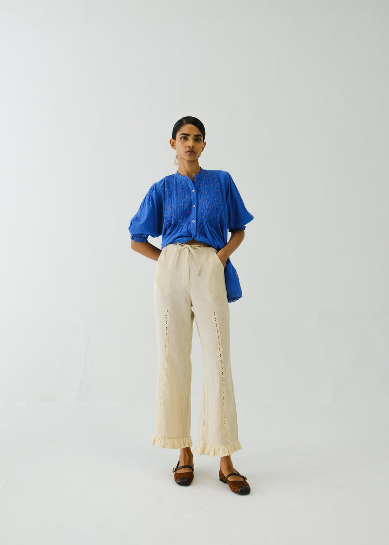 Ruffle Pants-Ivory by CORD for women Worldwide