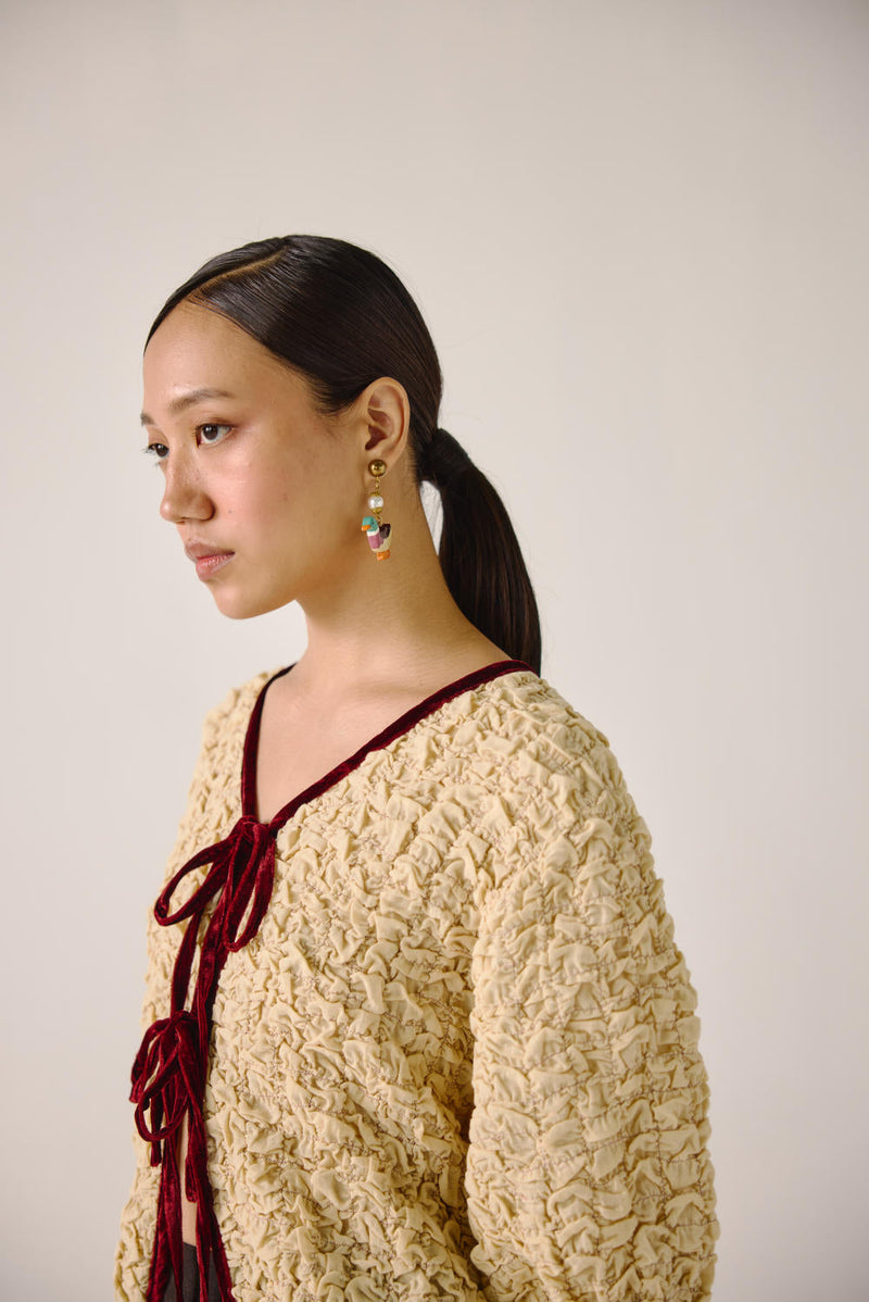 Ruffled top-Ivory cotton by CORD for women Worldwide