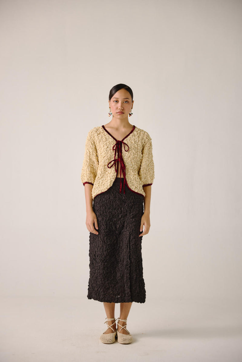 Ruffled top-Ivory cotton by CORD for women Worldwide
