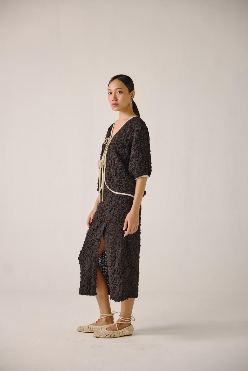 Ruffled Set-Black cotton by CORD for women Worldwide