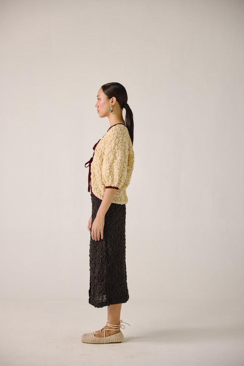 Ruffled Set-Ivory + Black (skirt) cotton by CORD for women Worldwide