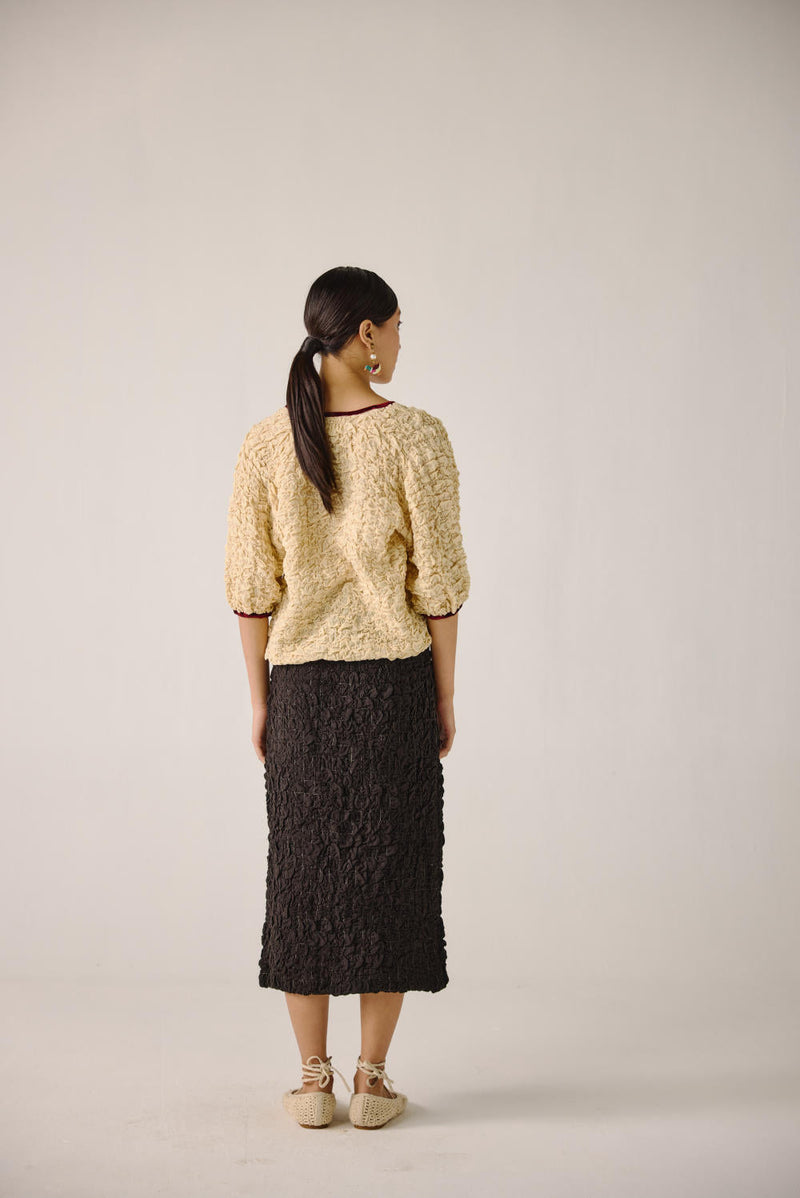Ruffled Set-Ivory + Black (skirt) cotton by CORD for women Worldwide