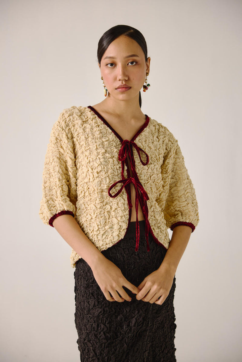Ruffled Set-Ivory + Black (skirt) cotton by CORD for women Worldwide