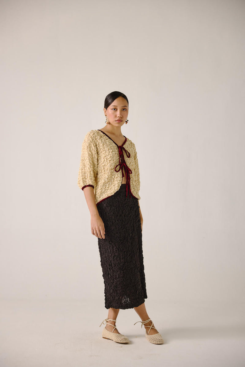 Ruffled Set-Ivory + Black (skirt) cotton by CORD for women Worldwide