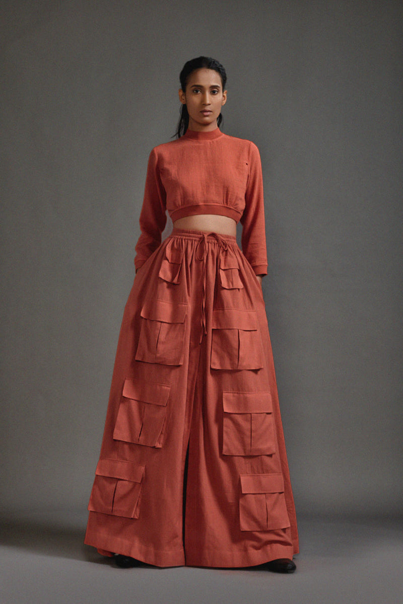 Rust Cargo Skirt cotton by Mati in rust color for women Worldwide