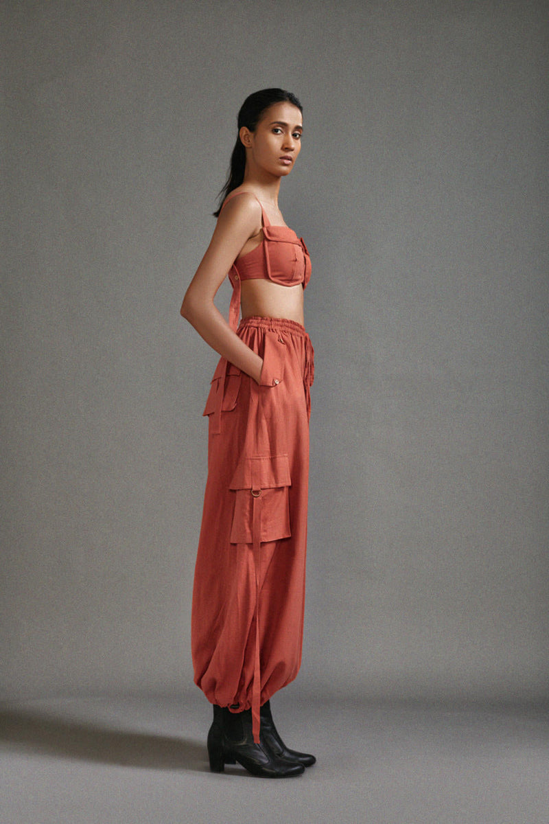 Rust Safari Cargo Set cotton by Mati in rust color for women Worldwide