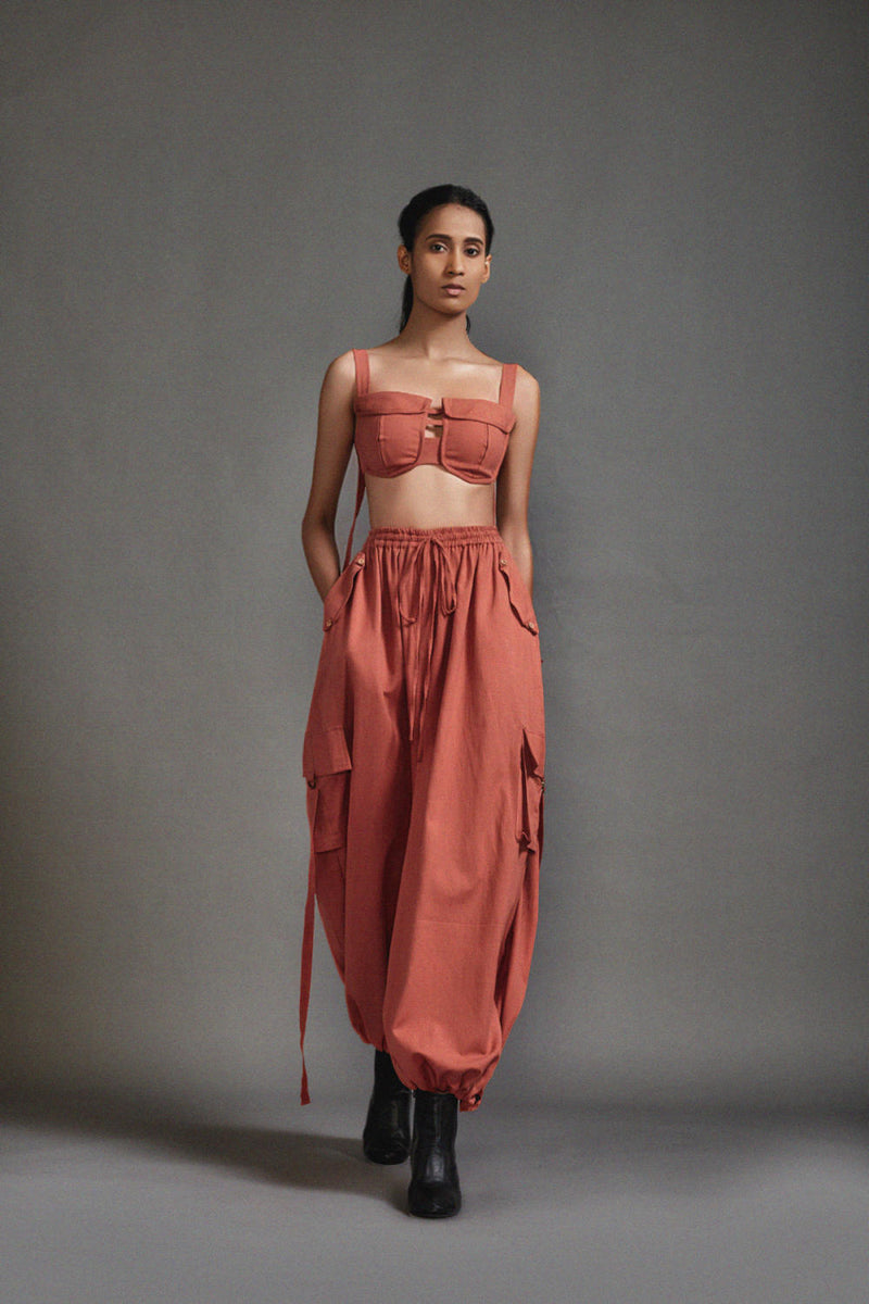 Rust Safari Cargo Set cotton by Mati in rust color for women Worldwide