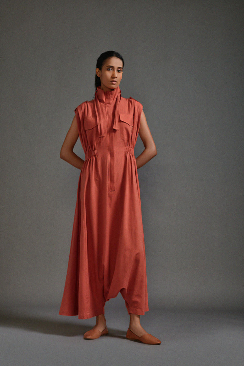 Rust Safari Sphara Jumpsuit cotton by Mati in rust color for women Worldwide