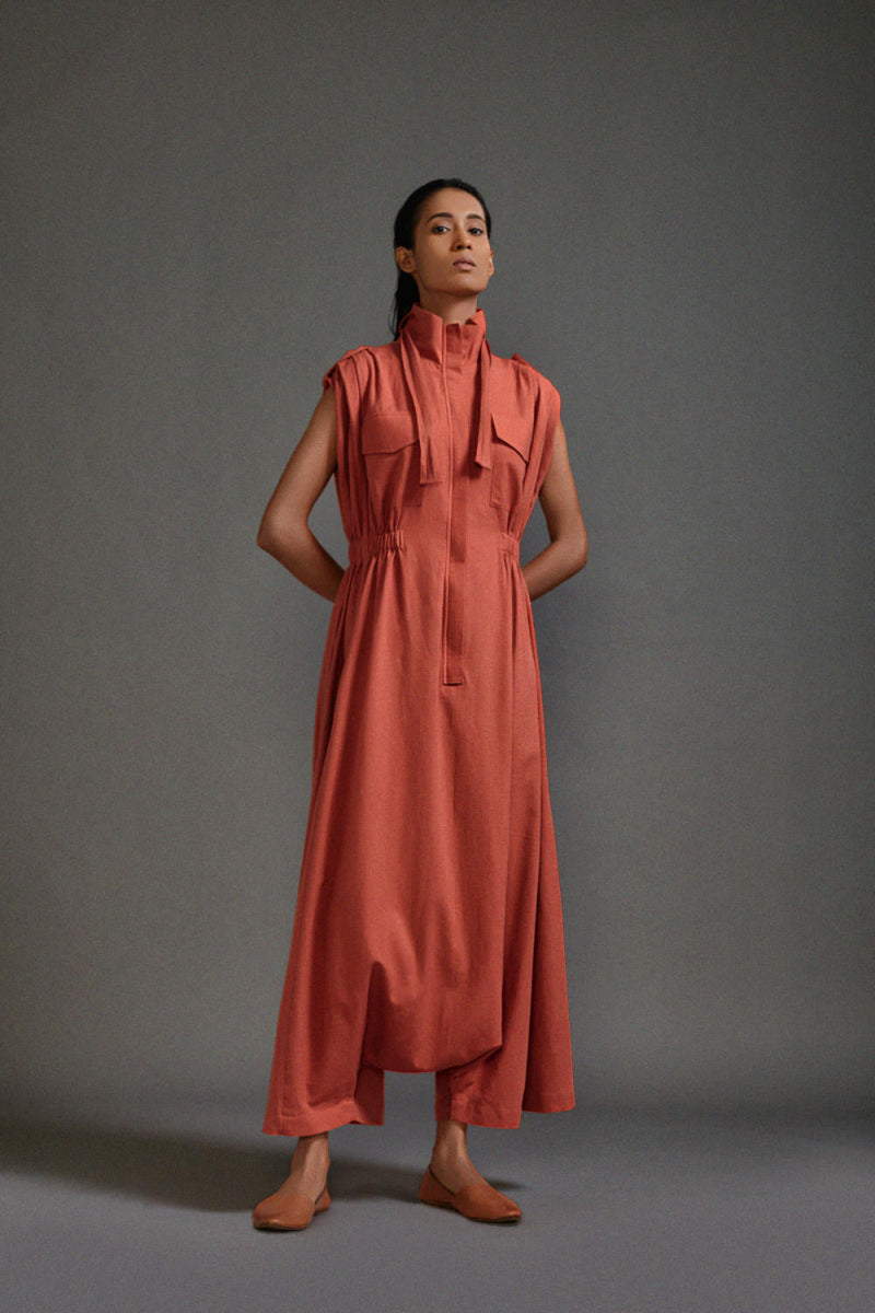 Rust Safari Sphara Jumpsuit cotton by Mati in rust color for women Worldwide