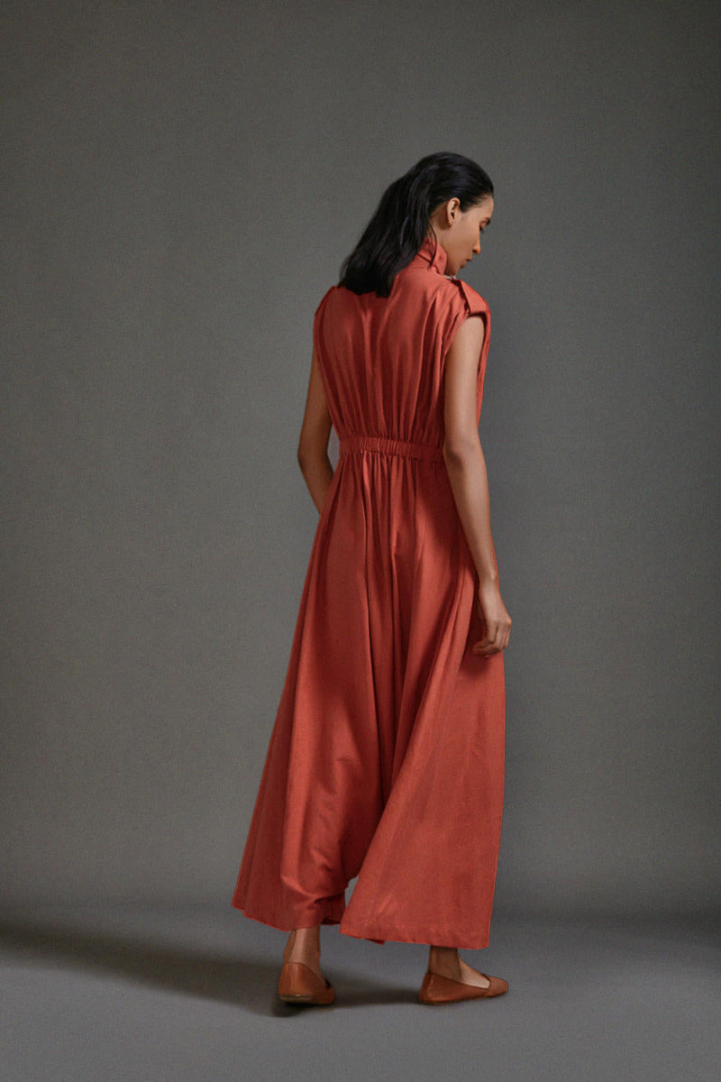 Rust Safari Sphara Jumpsuit cotton by Mati in rust color for women Worldwide