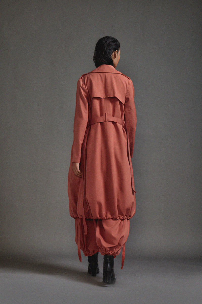 Rust Safari Trench Jacket cotton by Mati in rust color for women Worldwide