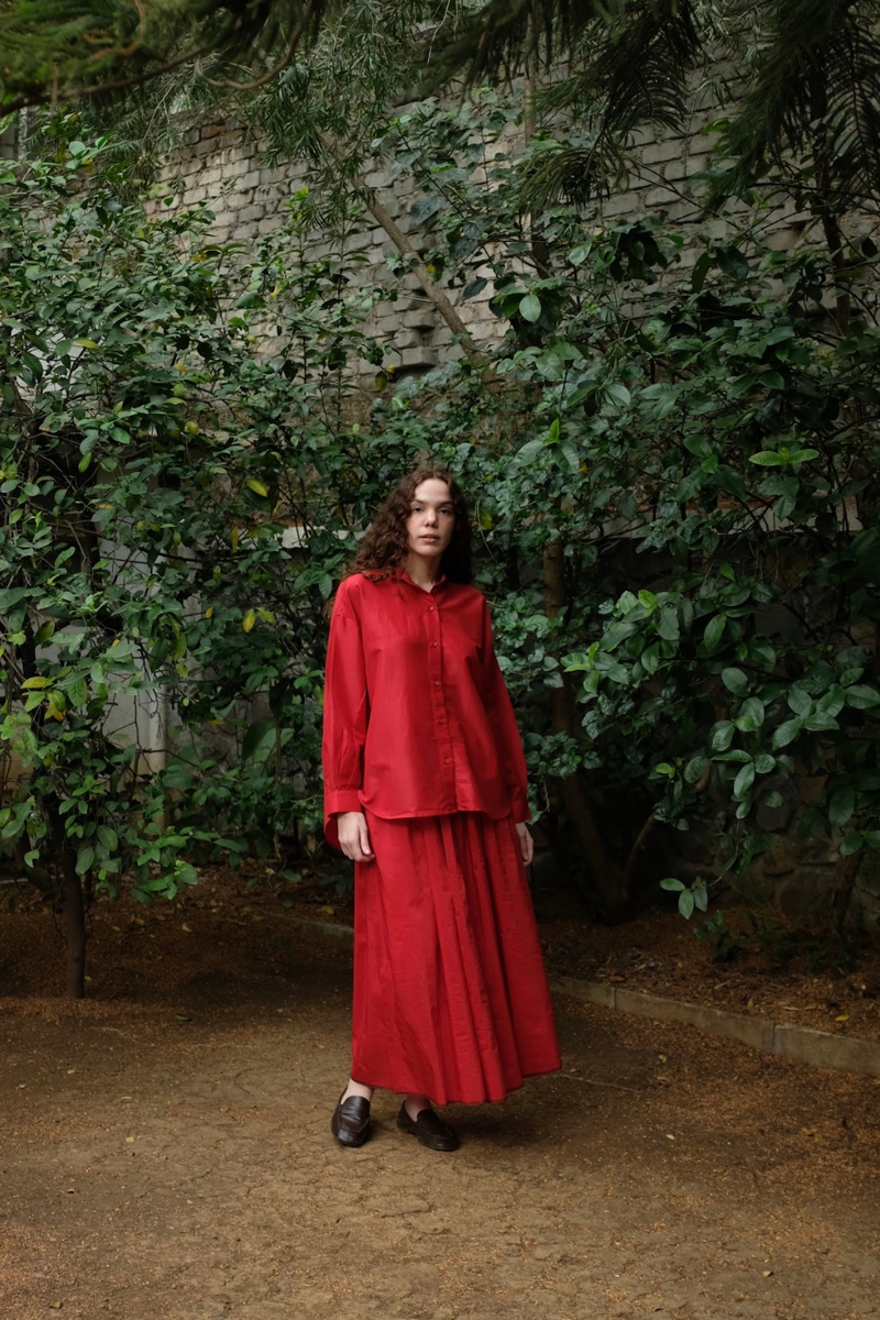 Ruth - Mason Red silk by MASON AND MILL in red color for women Worldwide