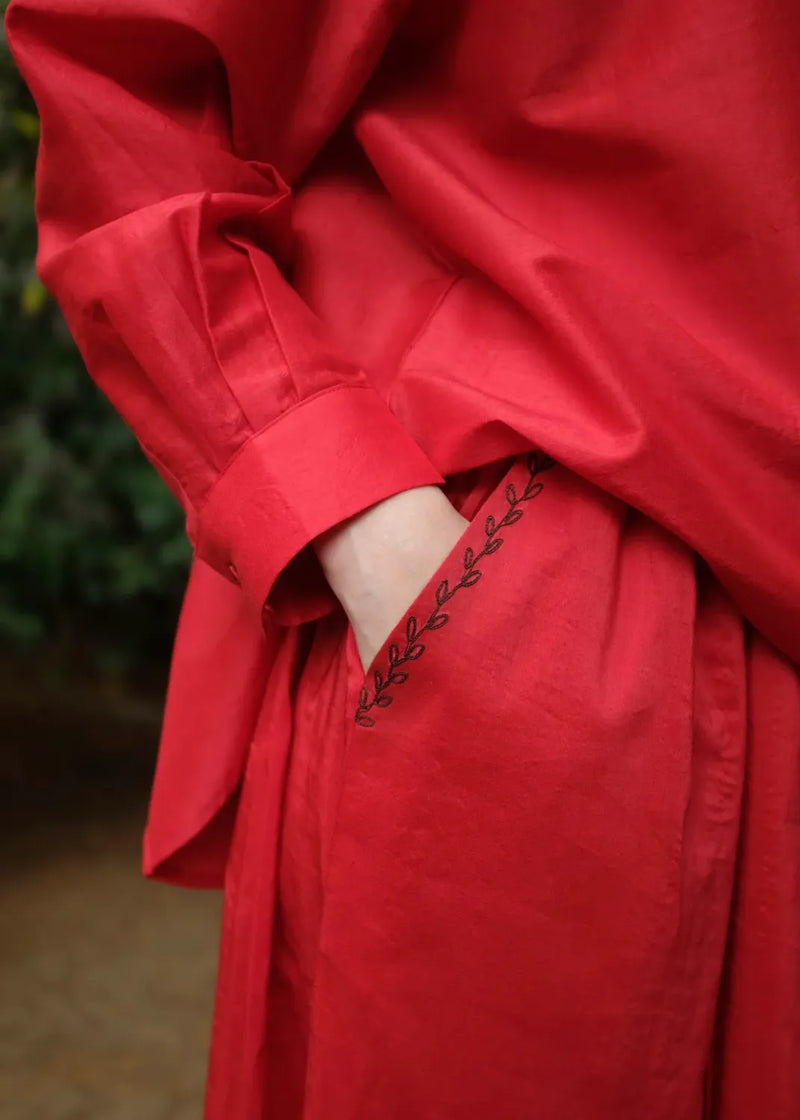 Ruth - Mason Red silk by MASON AND MILL in red color for women Worldwide