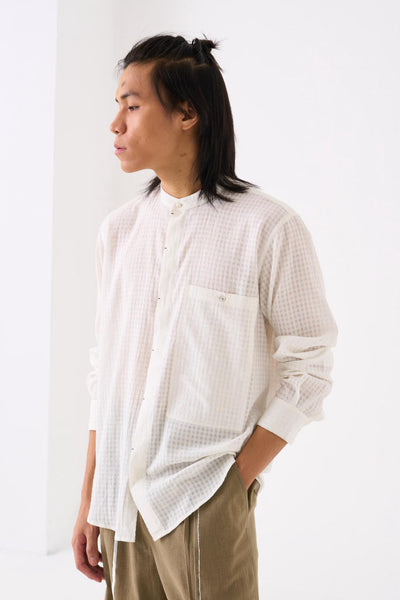 BAND COLLAR SHIRT CO-ORD - WHITE