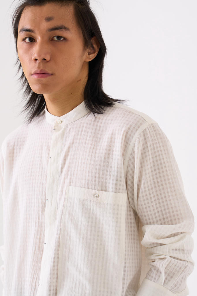 BAND COLLAR SHIRT CO-ORD - WHITE