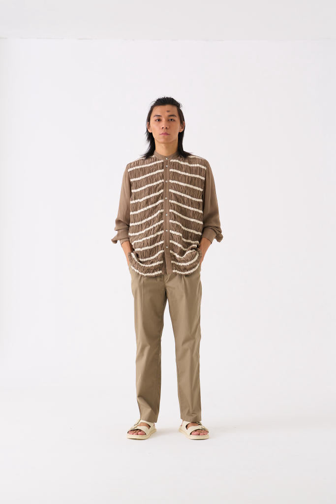 SMOCKING DETAIL SHIRT CO-ORD - SAGE