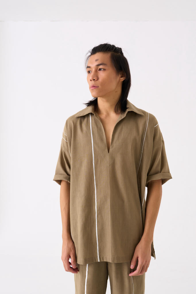 CAMP COLLAR SHIRT CO-ORD - SAGE