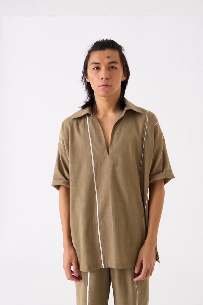 CAMP COLLAR SHIRT CO-ORD - SAGE