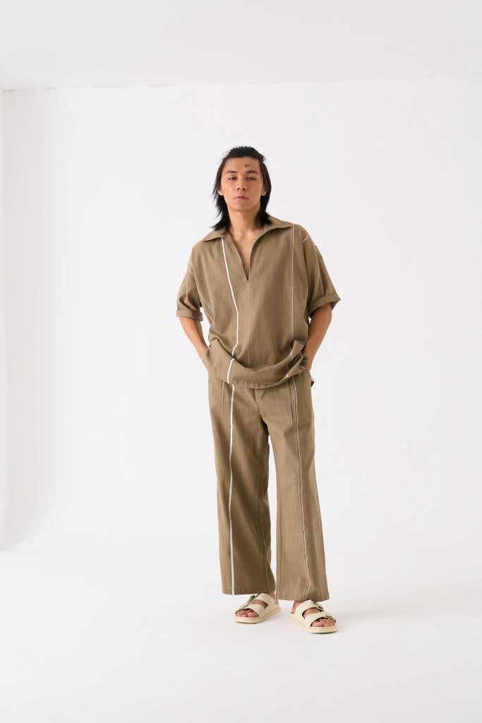 CAMP COLLAR SHIRT CO-ORD - SAGE