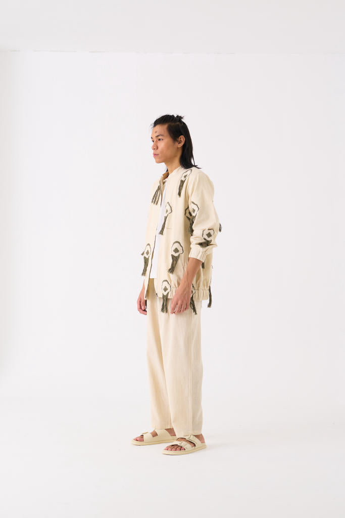 FRINGE BOMBER JACKET CO-ORD - IVORY