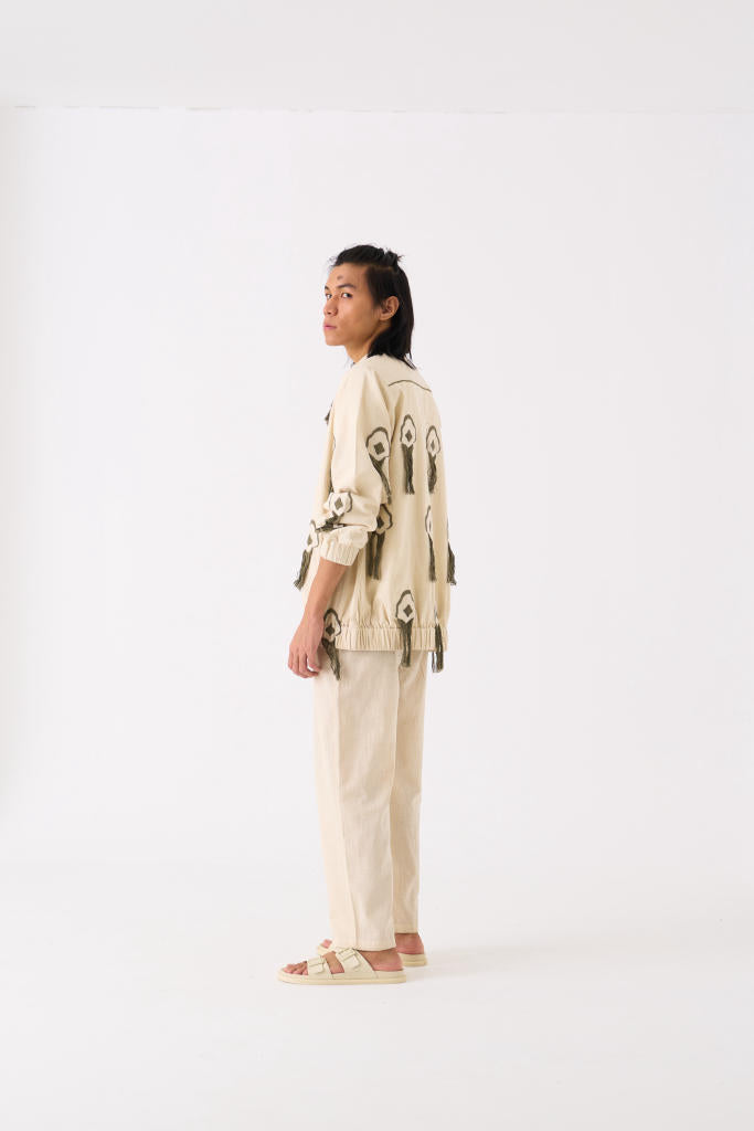 FRINGE BOMBER JACKET CO-ORD - IVORY