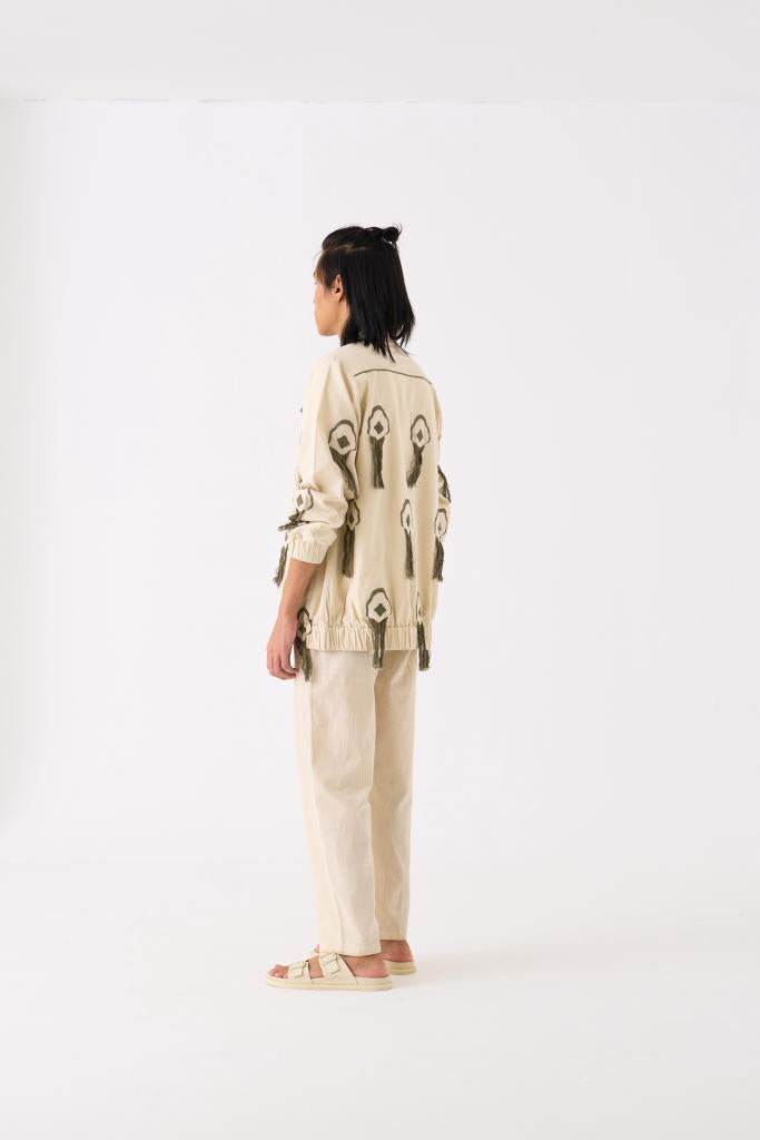 FRINGE BOMBER JACKET CO-ORD - IVORY